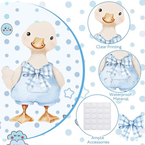 Novabright 2 Pcs Silly Goose Cutout Party Decoration 39.4'' 1st Birthday Silly Goose Cardboard Cut Out Sign 19.69'' Adhesive Bow Cutout Photo Prop Backdrop Standup for Birthday Baby Shower (Blue) - Image 3