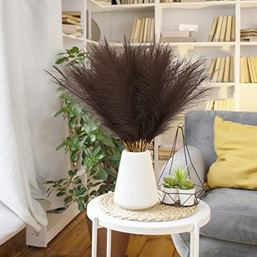 obbsie 50pcs Faux Pampas Grass Decor, 21.6" Short Artificial Pompous Grass Floral Fake Pompas Grass Branches Vase Filler Flower Arrangement for Home Wedding Boho Decor, Brown (Pack of 2) - Image 4