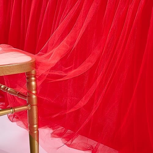 Suppromo 14ft Red Tulle Tutu Table Skirt Ruffle Table Skirting for Graduation Baby Shower Birthday Party Wedding Christmas Decorations(Red,L14(ft)*H 30in) - Image 4