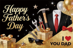 9x6ft Fathers Day Backdrop Repair Tools I Love You Dad Decorations Background Black Suit Tie Fathers Day Banner Backdrop Happy Father's Day Family Party Birthday Party Banner Photo Booth by ZJRBJB