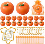 MTLEE 50 Sets Orange Baby Shower Candles Favors with Cards and Bags by MTLEE