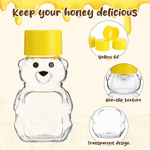 Patelai 48 Pcs 2 oz Plastic Honey Bear Bottles with Lids Clear, Yellow - Image 3