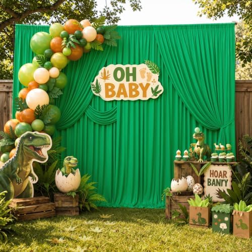 20ft x 12ft Green Backdrop Curtains for Parties, Wrinkle Free 4 Panels Photo Backdrop Drapes Back Drop Cloth for Wedding Birthday Photography Background Decor by CO-AVE