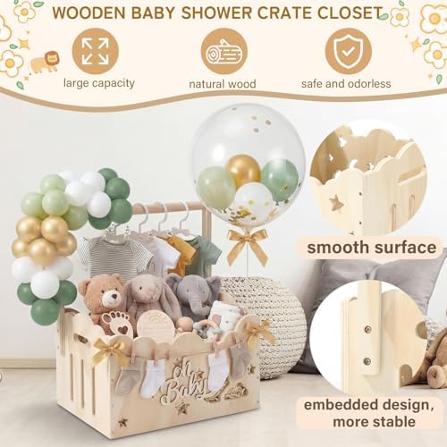 Green, Wooden Baby Shower Crate Closet,Hollow - Image 5