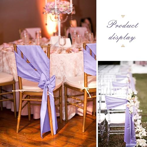 100 Pieces Lavender Satin Chair Sashes for Wedding Reception Party Hotel Home Kitchen Decoration-Lavender - Image 6