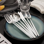 Rubtlamp 180 Pcs Silver Plastic Silverware, Silver Utensils Heavy Duty, Elegant Plastic Cutlery, Fancy Disposable Flatware, Forks Spoons and Knives Set For Party Mother's Day - Image 3