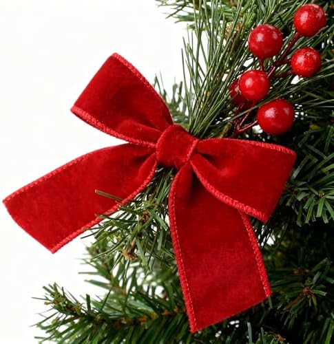 Meseey 4 Inch Wide Red Velvet Wired Ribbon, 10 Yards Solid Velvet Ribbon with Wire Edge for Christmas Tree, Wreaths, Gift Wrapping, Bows, Crafts - Image 7
