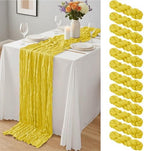 12 Pcs Lemon Yellow Cheesecloth Table Runner 10Ft, Gauze Table Runners 21.5 x 120 inch,Semi Sheer Cheese Cloth Fabric Runner Bulk for Wedding,Party,Baby Shower,Bridal Shower by Yemosa