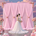 Baby Pink Tulle Backdrop Curtain for Parties Wedding,30ft x 10ft Wrinkle Free Curtain Backdrop,2 Layer Drapes for Backdrop,Polyester Back Drop for Bridal Shower Birthday Baby Shower Photography by Shillance