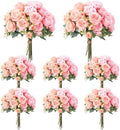 Geosar 8 Bundles Artificial Peonies Flowers,Peach Pink, Light Pink by Geosar