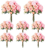 Geosar 8 Bundles Artificial Peonies Flowers,Peach Pink, Light Pink by Geosar