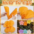 Giegxin 6 Pcs 12'', 16'' Large Hawaiian Hibiscus Paper Flowers Decorations - Image 4