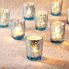 Homemory 36 Pcs Blue Votive Candle Holders, Mercury Glass Candle Holder, Tealight Candle Holders for Table Centerpieces, Baby Shower, Party, Anniversary, Wedding, Home Decor, Halloween, Christmas by Homemory