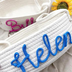 Personalized Baby Name Basket Cotton Rope Basket Diaper Caddy Custom Cotton Rope Room Shelf Storage Basket, Baby Stuff Organizer Storage Bin, Decorative Round Bin for Nursery Bedroom Bathroom(Style A) - Image 6