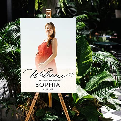 Andaz Press 16X20 Canvas Personalized Welcome Baby Shower Sign with Photo, Custom Welcome Baby Shower Sign for Easel, Large Customized Welcome Sign for Baby Shower Entrance with Picture for Sign in - Image 3