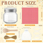 Funnymoom 16 Set 8.5 oz Glass Mason Jars with Lid Spoon Red Checkered Cloth - Image 2