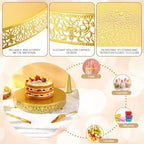Wenqik 14 Inch Gold Cake Stand Metal Round with Cutter Spatula, Classic - Image 3