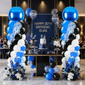 2 Sets Blue and Black White Balloon Column Stand Kit for, Adjustable Floor Balloon Arch Tower with Foil & Latex Balloons, DIY Decor for Ceremony Backdrop by Sonwyoung