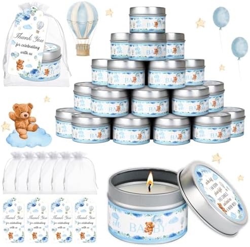 50Set Baby Shower Candle Party Favors Bear Lavender Scented Candles Bulk Favors for Guests Girl Boy Baby Shower Gender Reveal Party Gifts (Blue Bear) by VZCBZC