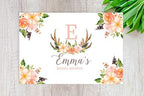Andaz Press Custom Personalized Disposable Paper Placemats, 12 x 18 Inch, Set of 25, Custom Bridal Shower Boho Coral Floral, Tableware, Dining, Tabletop, Table Setting for Wedding, Bridal Shower - Image 2