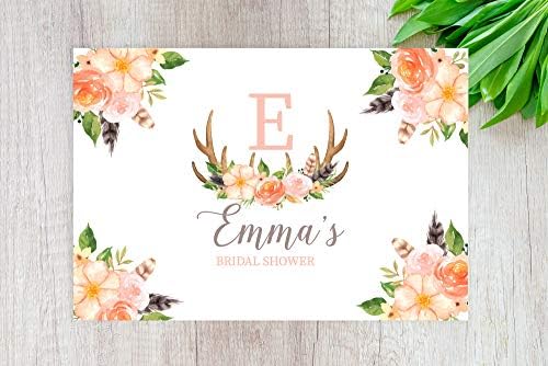 Andaz Press Custom Personalized Disposable Paper Placemats, 12 x 18 Inch, Set of 25, Custom Bridal Shower Boho Coral Floral, Tableware, Dining, Tabletop, Table Setting for Wedding, Bridal Shower - Image 2