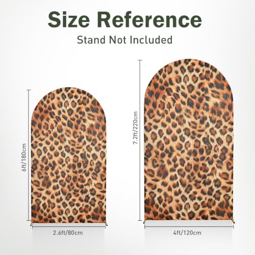 Leopard Print Arch Backdrop Cover Set, 7.2FT & 6FT Wrinkle-Free Spandex Fitted Chiara Backdrop Stand Covers for Baby Shower Birthday Party Wild Animal Theme Photo Booth Decor - Image 5