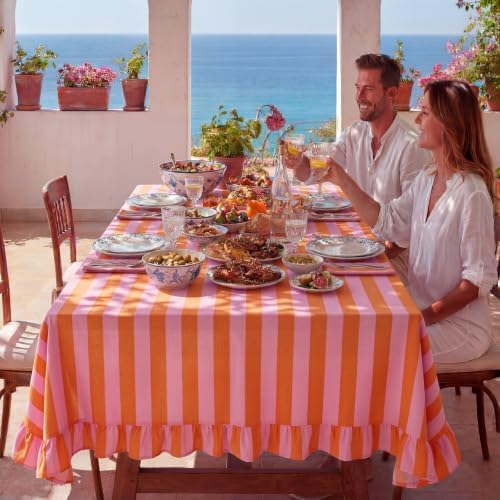 Tudomro Striped Tablecloth, Rectangle, Coral, Apricot, 52'' X 70'' - Image 7