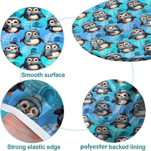 Bundled Up Penguins Fabric Print Tablecloth Oval Leakproof & Sturdy Washable for Mother's Day Father's Day Valentine's Day Fits for 42" x 60" Oval Table - Image 5