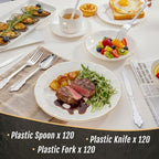 WDF 360 Pieces Silver Plastic Silverware- Disposable Flatware - Heavyweight Plastic Cutlery- Includes 120 Forks, 120 Spoons, 120 Knives for Christmas - Image 4