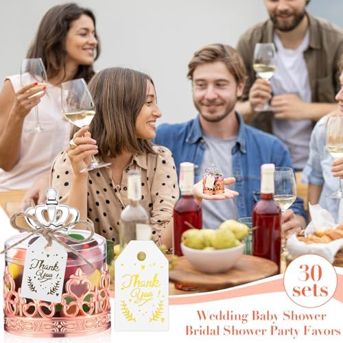 Jingmore 30 Sets Mini Crown Candy Boxes Party Favor,Rose Gold and Clear - Image 5