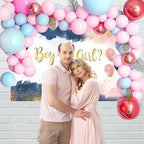 Navy Blue Blush Pink Gender Reveal Backdrop Boy or Girl What Will Baby Be Photography Backdrop Baby Shower He or She Pregnancy Reveal Surprise Party Decoration Banner Photo Background 8x6ft - Image 4