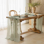 10Pcs Sage Green Cheesecloth Table Runner 120 Inches for Party Home Decor - Image 4
