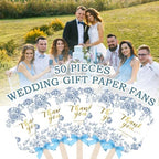 Huwena 50 Sets Wedding Fans for Guests Thank You for Celebrating with Us Fans Hand Fans Handheld Folded Fan Baby Shower Favors for Bridal Bridesmaid Gift Church Dancing (Blue,Floral) - Image 4