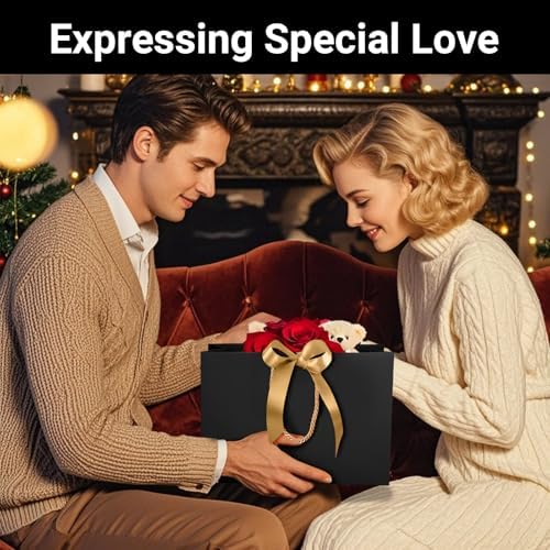 EUSOAR Thank You Gift Bags with Ribbons, 50pcs 12.5"x4.5"x11" Black Kraft Gift Paper Bags with Bow Ribbon Handle, Shopping Party Favor Gift Treat Bags Bulk for Wedding Baby Shower Guests Bridal - Image 5