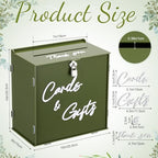 BreezeHug 10" Dusty Green Acrylic Wedding Card Box with Slot & Lock - Image 2