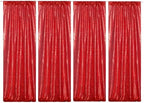 Poise3EHome Red Sequin Backdrop Curtains,4 Panels 2FTx8FT Glitter Background for Party Birthday Party Baby Shower Wedding Christmas Thanksgiving Holiday Festival Decor by Poise3EHome