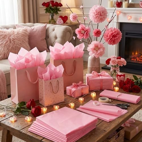 500 Sheets Blush Pink Tissue Paper Bulk 20 x 20 Inch for Fall Wedding Gifts - Image 6