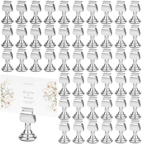 48 Pack Harp Clip Wedding Table Number Holders 1.7 inch Metal Place Card by Unknown