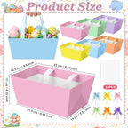 Funnymoom 24 Pcs Pastel Basket for Gifts Empty Colorful Gift Basket Empty to Fill with Handle, Transparent Bag and Bow for Summer Wedding Birthday Tea Party Favor Supply, 9.8x6.5'' - Image 3