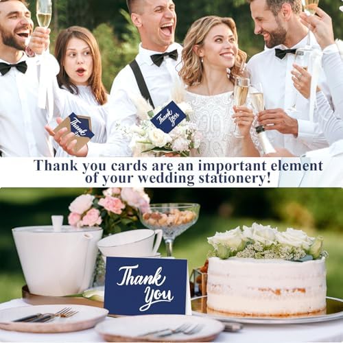 600 PCS Thank You Cards with Envelopes Matching Stickers Thank You Notes Bulk 4x6 Inch Minimalistic Design for Business Baby Shower Wedding Small Business Graduation Bridal Shower Funeral Navy Blue - Image 5