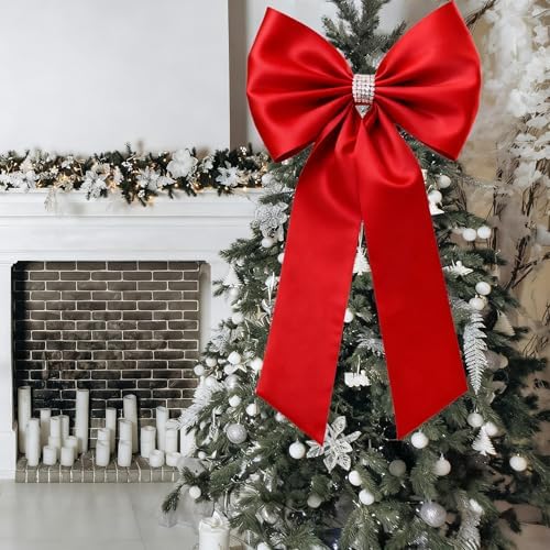 Meseey Large Decorative Bow, 27 x 39 Inches, Giant Christmas Bow for Party Backdrop, Wedding, Baby Shower Decor (Polyester, Red) - Image 2