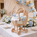 Decorative Wicker Carriage-Shaped Basket, Baby Shower Centerpiece, Large - Image 2