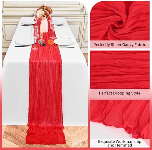 24 Pack Red 10Ft Cheesecloth Table Runner - Image 3