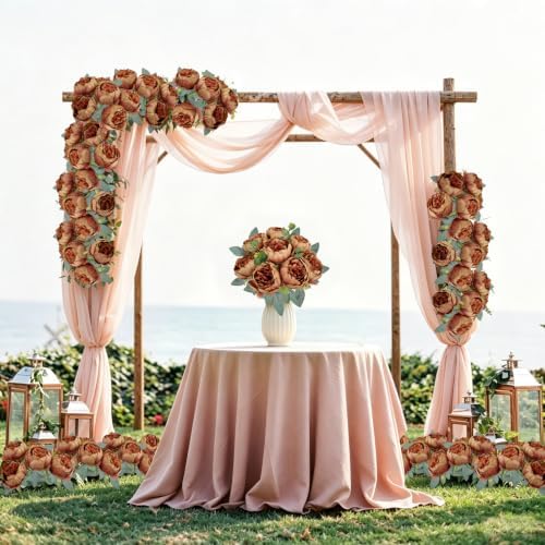 50Pcs Artificial Peonies Flowers Bulk, 3.5’’ - Fall Brown - Image 5