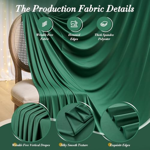 20 ft x 10 ft Wrinkle Free Hunter Green Backdrop Curtain for Parties, Polyester Dark Green Photo Backdrop Drapes 4 Panels 5x10ft for Baby Shower Wedding Birthday Party Photography Curtains - Image 5