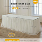 familus Ivory Table Cloths 8 Foot Rectangle 6 Pack Stretch Ruffle Tulle Tablecloth Spandex Fitted Table Cover for 8 Foot Tulle Table Skirts for Party Wedding Table Cloths, Banquets - Image 3