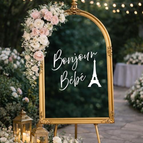 French Baby Shower Decal Bonjour Bebe Custom Mirror Backdrop Decal Eiffel Tower Theme - Image 7