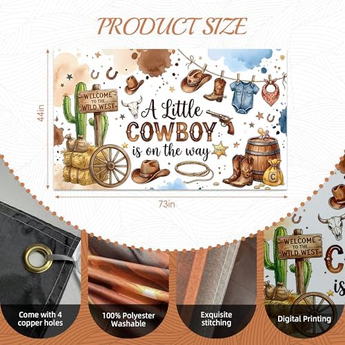 Cowboy Baby Shower Decorations, Wild West Cowboy Rodeo Party Supplies Decor - Image 5