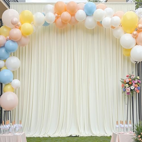 20×12ft Wrinkle Free Ivory Backdrop Curtain for Wedding Parties, 4 Panels 5×12ft Long Soft Silky Polyester Backdrop Drapes Cream Photo Back Drop Curtains for Party Photography Background Cloth - Image 3
