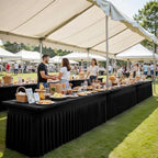 Shillance 8 Packs Black Spandex Table Covers 8 Foot, Fitted Stretch Table Cloth with Skirts 96x30 Inch, Wrinkle-Free Floor Length Rectangle Tablecloths for Weddings Parties Banquets Events - Image 4